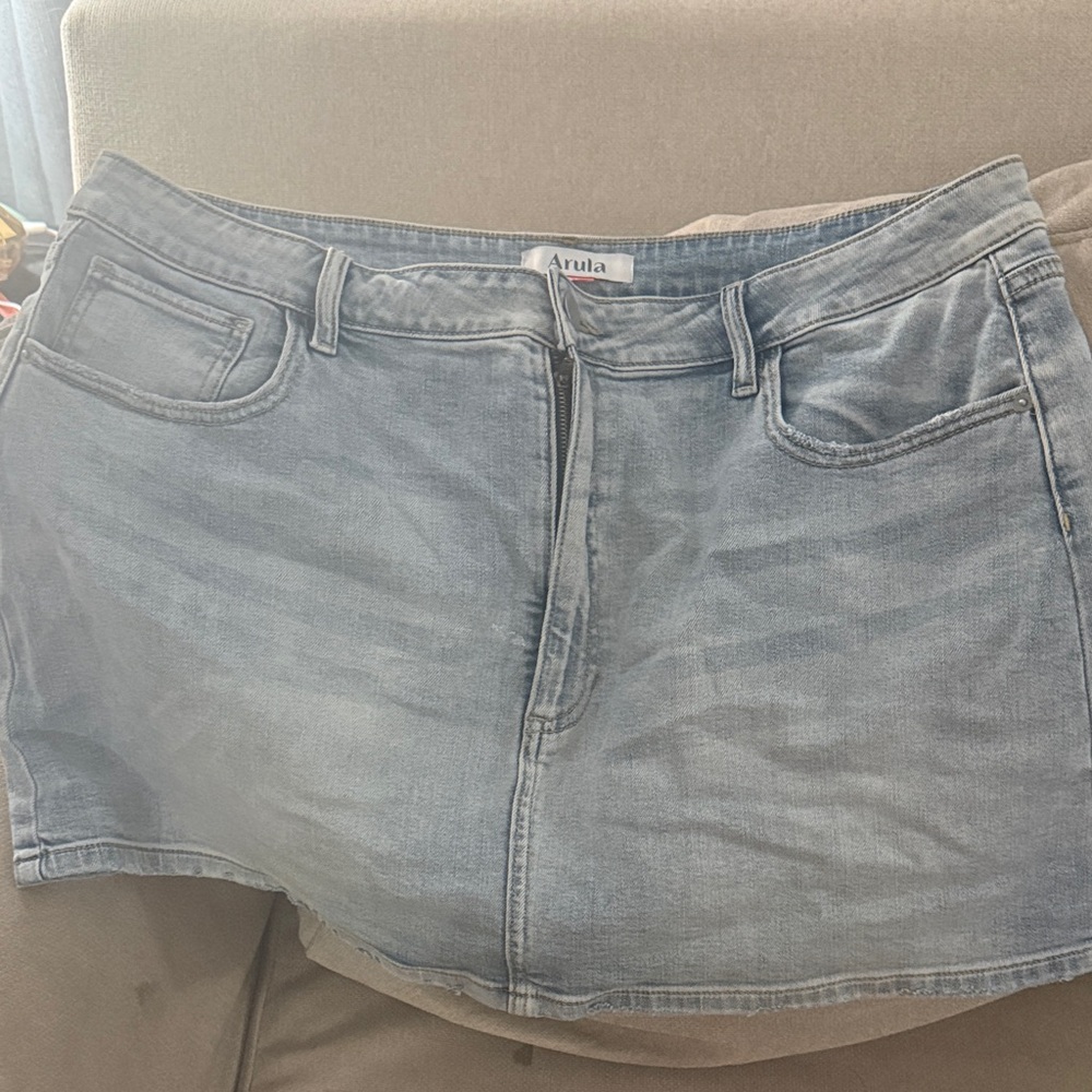 ARULA Light Blue Denim Mini Skirt